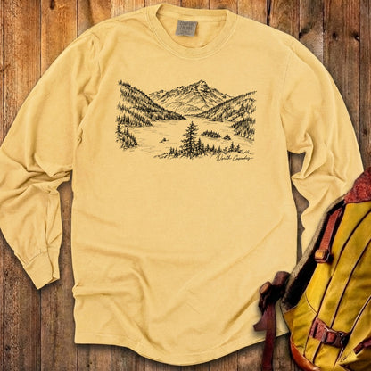 North Cascades Line Drawing Premium Long Sleeve