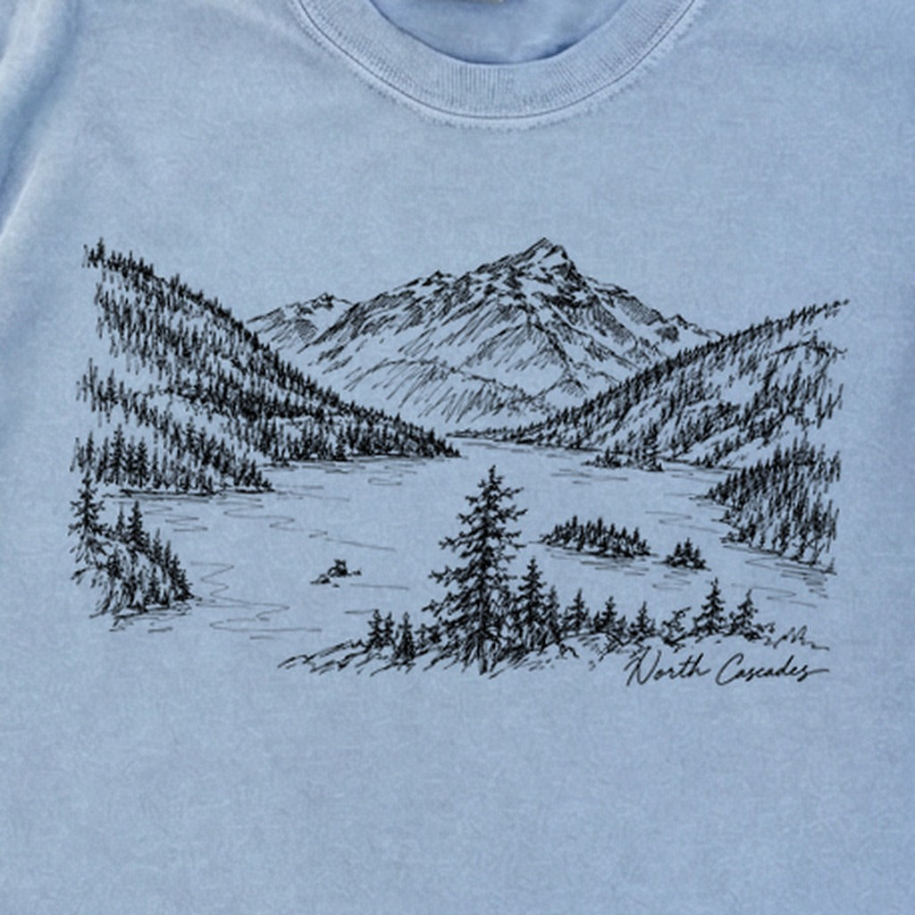 North Cascades Line Drawing Premium Long Sleeve