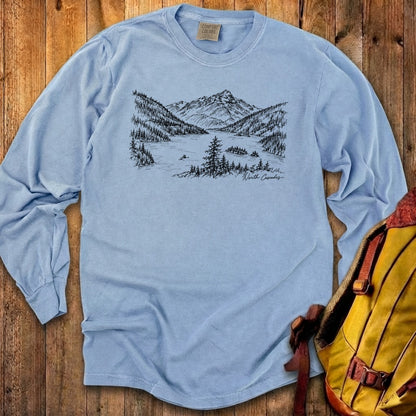 North Cascades Line Drawing Premium Long Sleeve