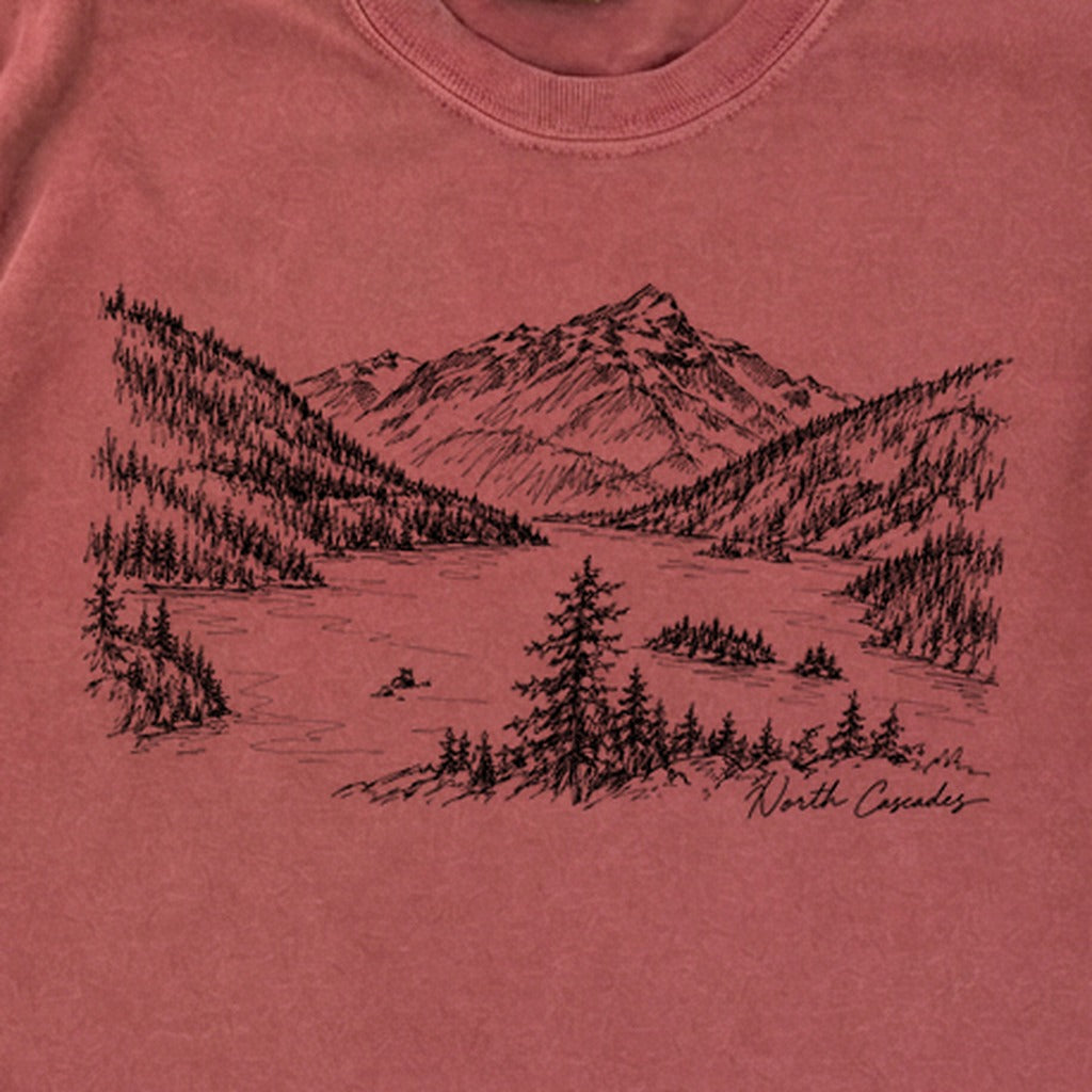North Cascades Line Drawing Premium Long Sleeve