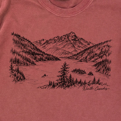 North Cascades Line Drawing Premium Long Sleeve