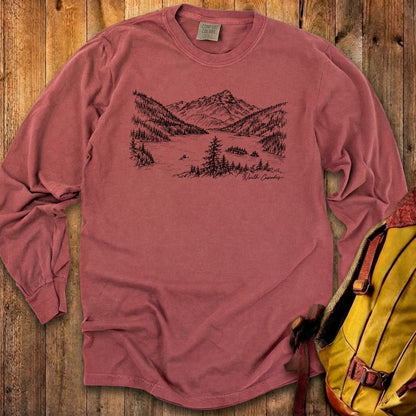 North Cascades Line Drawing Premium Long Sleeve