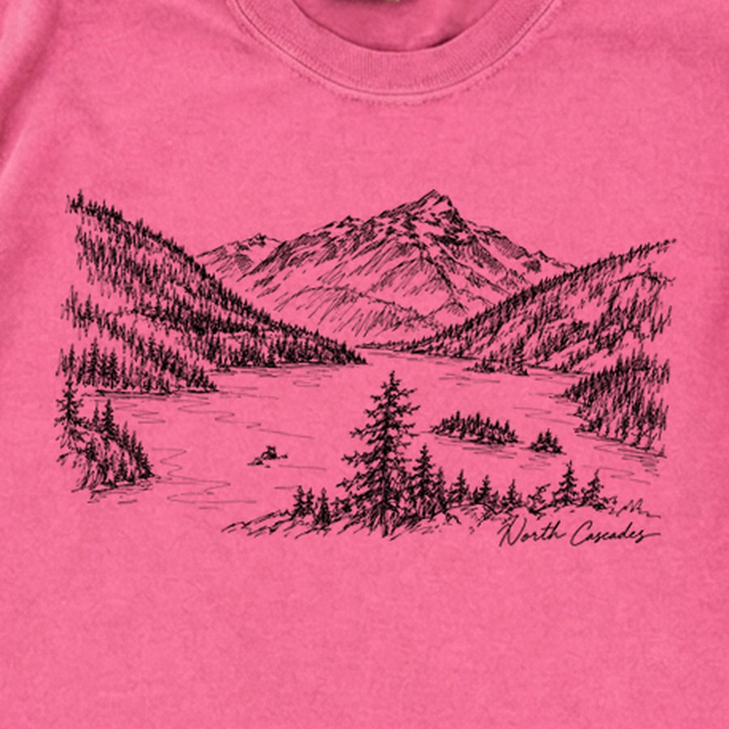 North Cascades Line Drawing Premium Long Sleeve