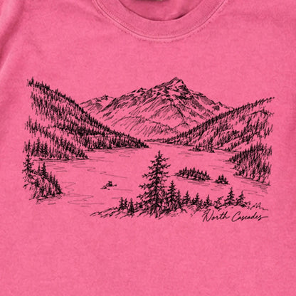 North Cascades Line Drawing Premium Long Sleeve