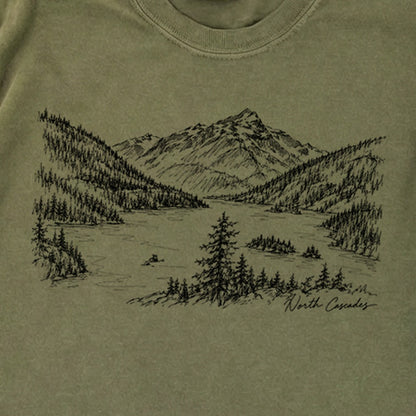 North Cascades Line Drawing Premium Long Sleeve