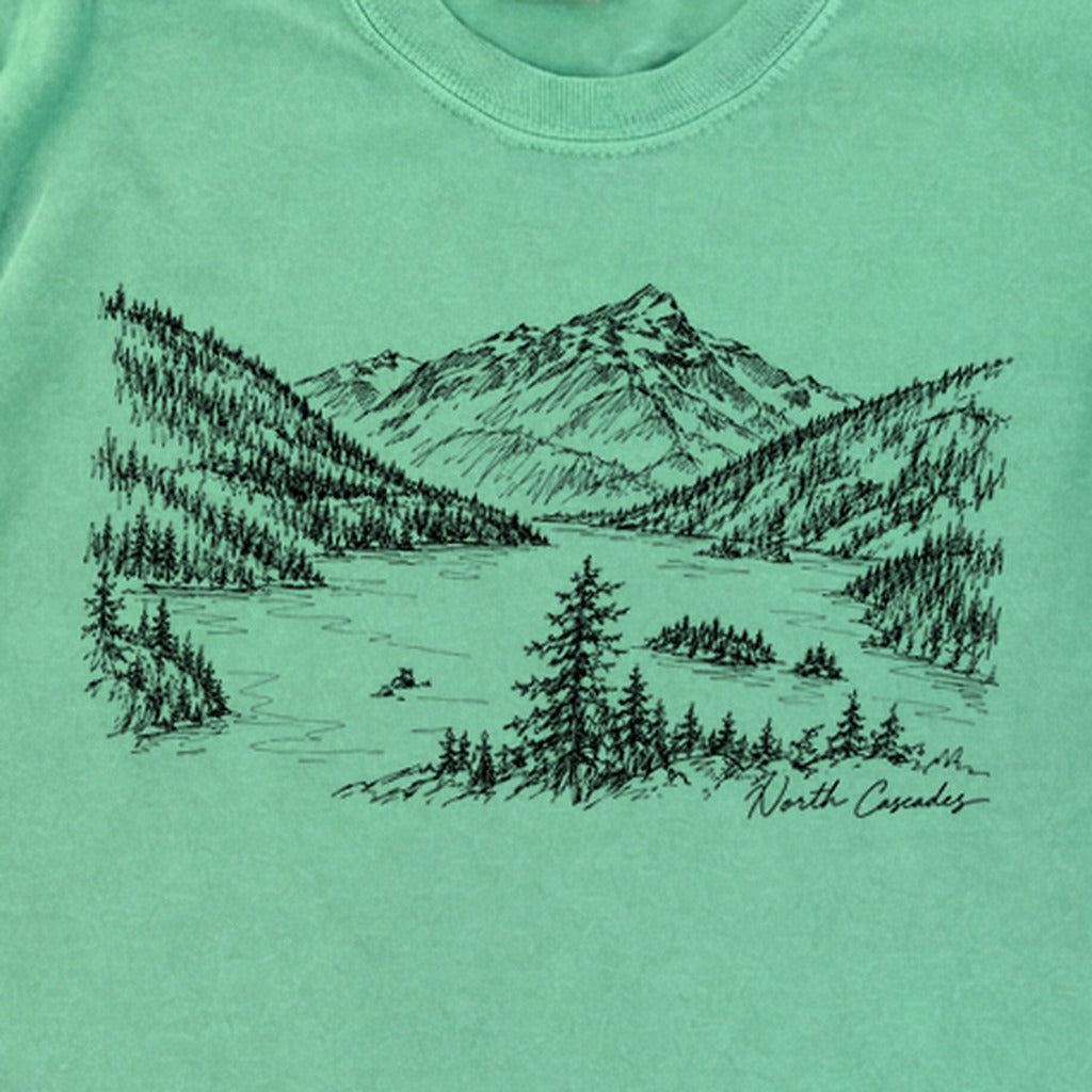 North Cascades Line Drawing Premium Long Sleeve