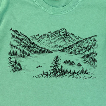 North Cascades Line Drawing Premium Long Sleeve