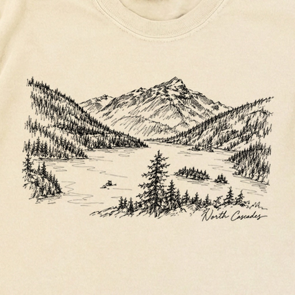 North Cascades Line Drawing Premium Long Sleeve