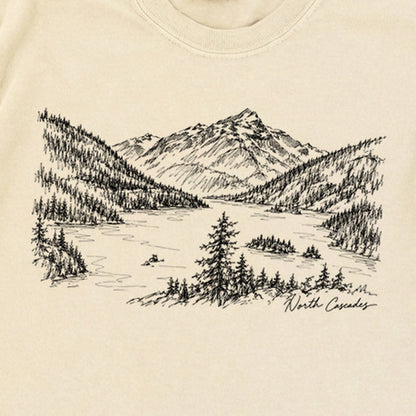 North Cascades Line Drawing Premium Long Sleeve