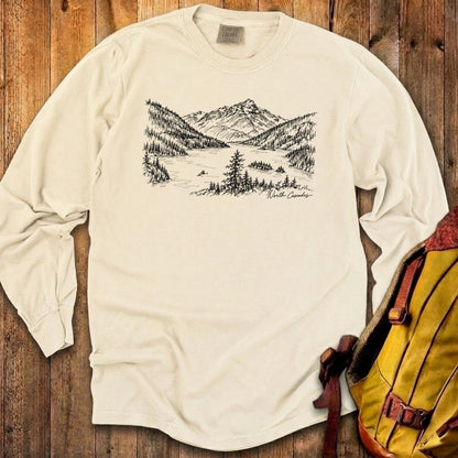 North Cascades Line Drawing Premium Long Sleeve