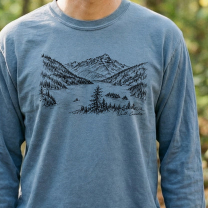 North Cascades Line Drawing Premium Long Sleeve