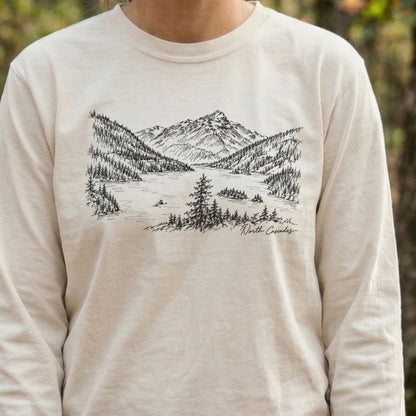 North Cascades Line Drawing Premium Long Sleeve