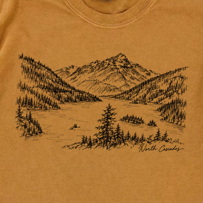 North Cascades Line Drawing Premium Long Sleeve