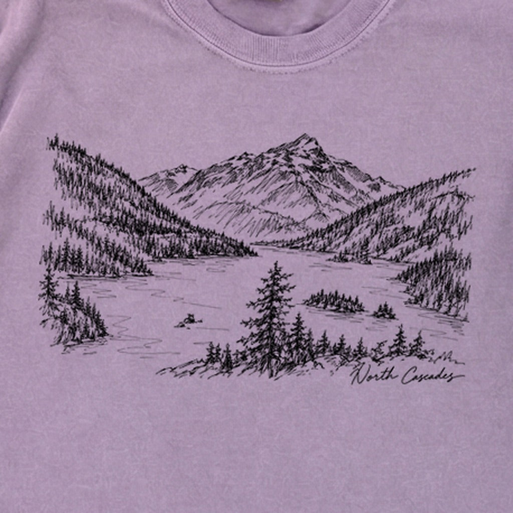 North Cascades Line Drawing Premium Long Sleeve