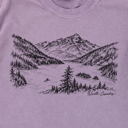 North Cascades Line Drawing Premium Long Sleeve