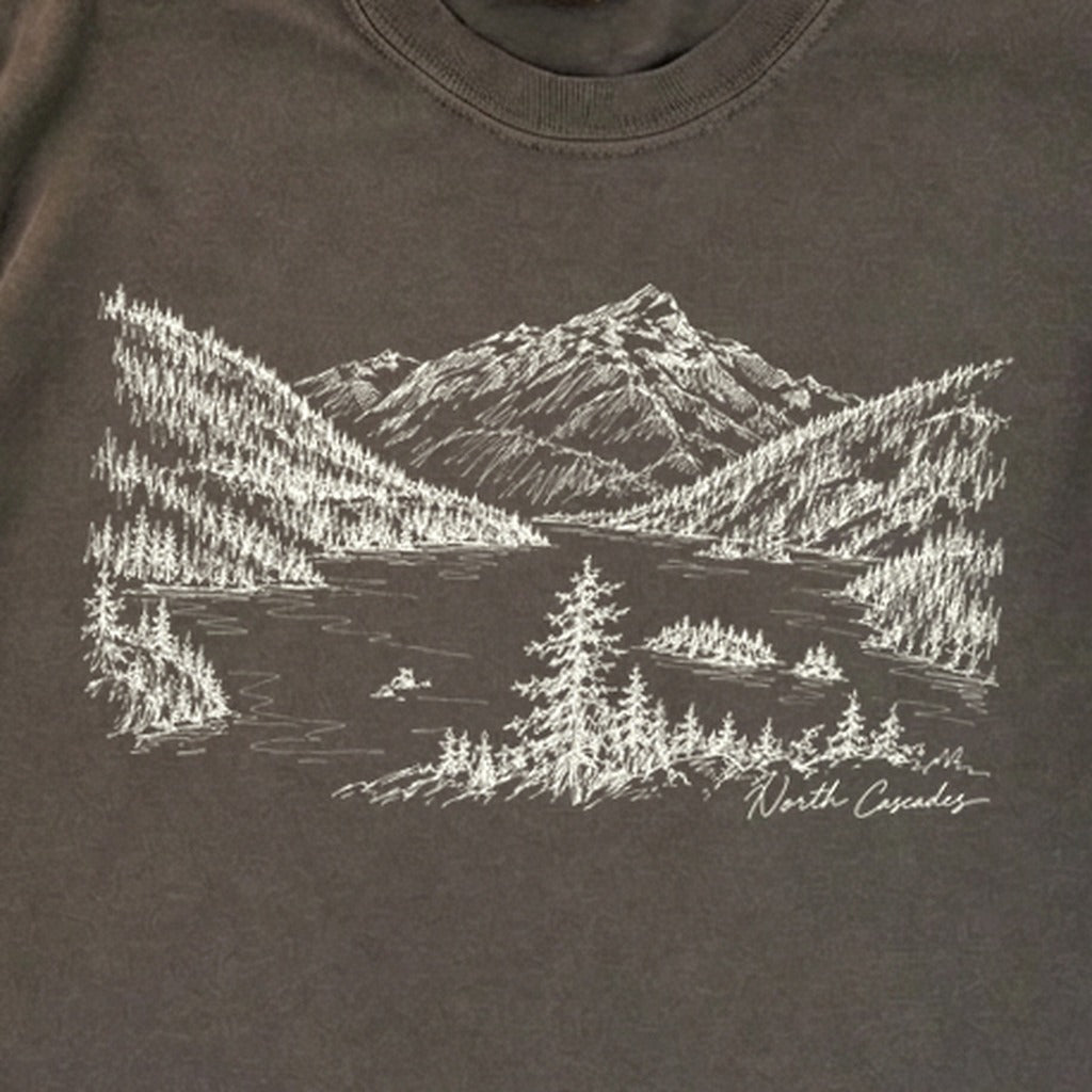 North Cascades Line Drawing Premium Long Sleeve