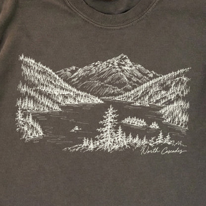 North Cascades Line Drawing Premium Long Sleeve
