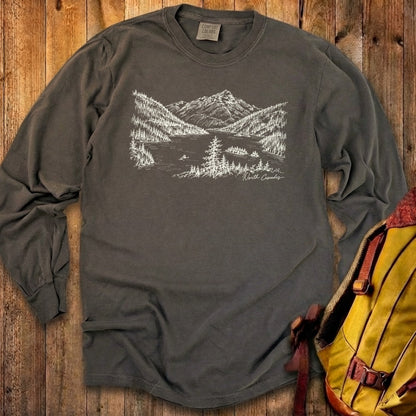 North Cascades Line Drawing Premium Long Sleeve