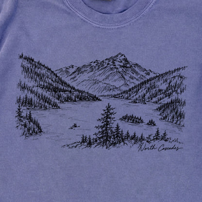 North Cascades Line Drawing Premium Long Sleeve