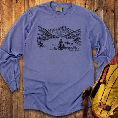 North Cascades Line Drawing Premium Long Sleeve