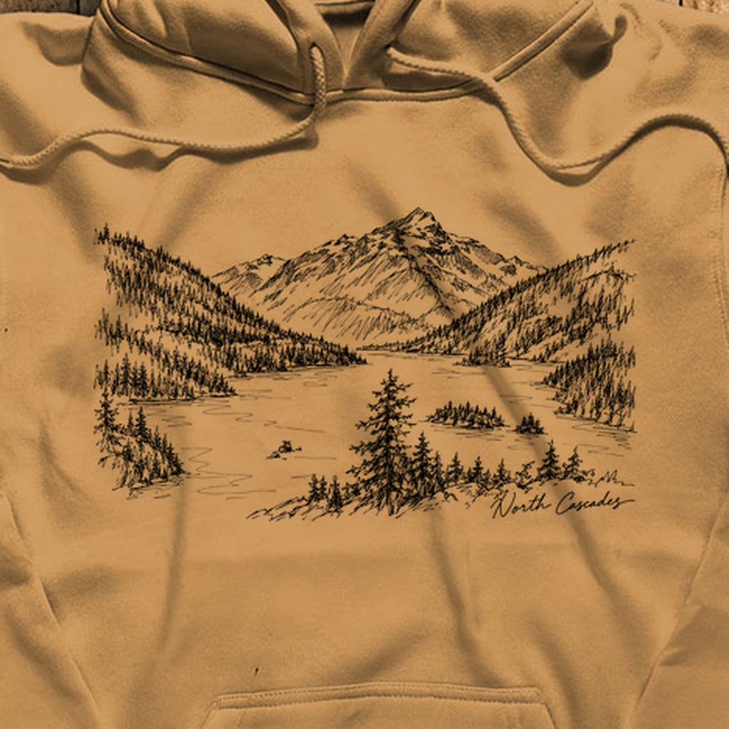 North Cascades Line Drawing Hoodie