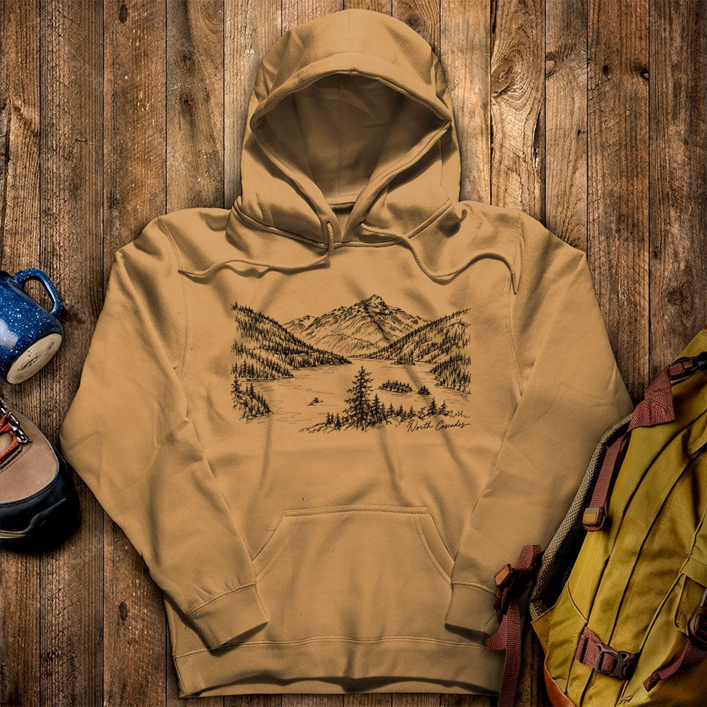 North Cascades Line Drawing Hoodie