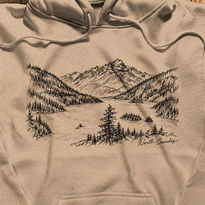 North Cascades Line Drawing Hoodie