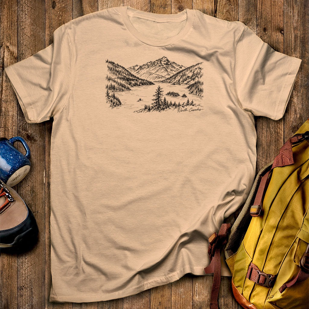 North Cascades Line Drawing T-Shirt
