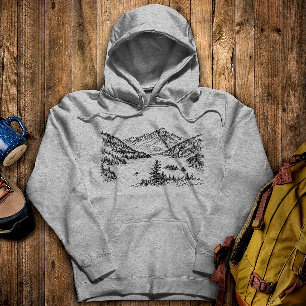 North Cascades Line Drawing Hoodie