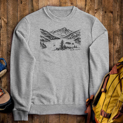 North Cascades Line Drawing Crewneck Sweatshirt