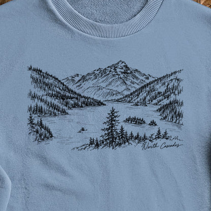 North Cascades Line Drawing Crewneck Sweatshirt