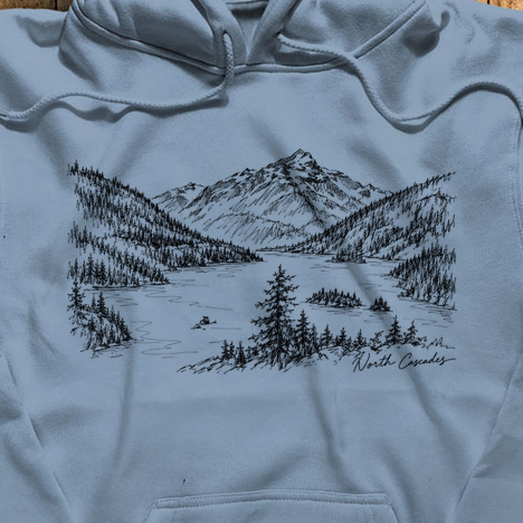 North Cascades Line Drawing Hoodie