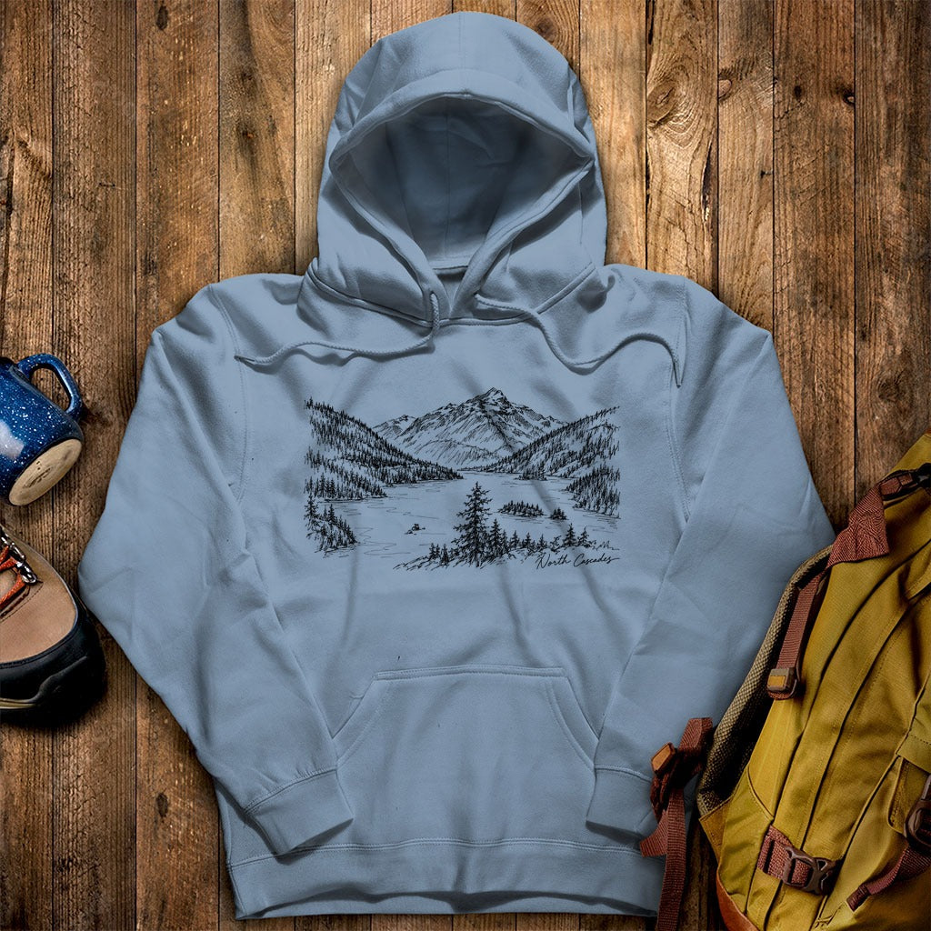 North Cascades Line Drawing Hoodie