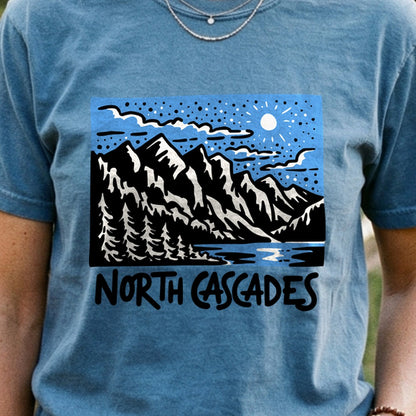 North Cascades at Night Cotton T-Shirt