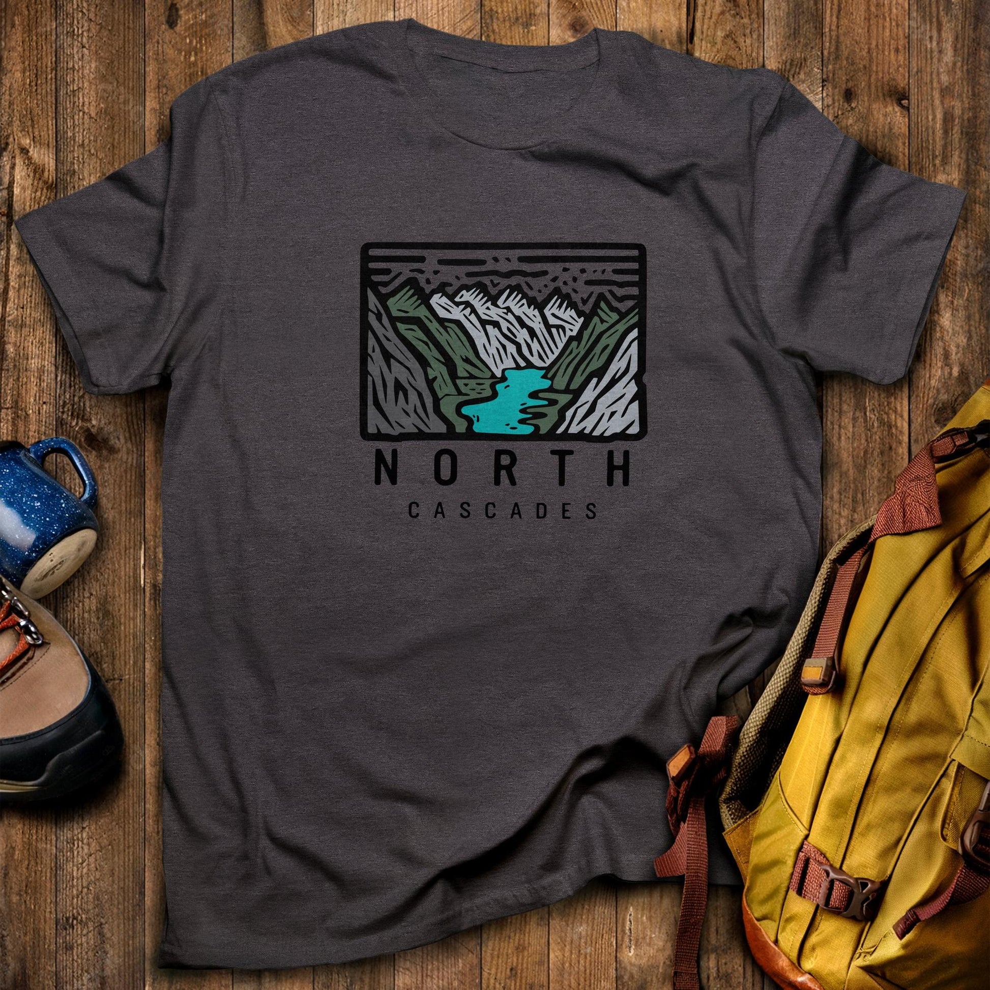North Cascades National Park T-Shirt Dark Heather Adventure and Outdoors Themed T-Shirt