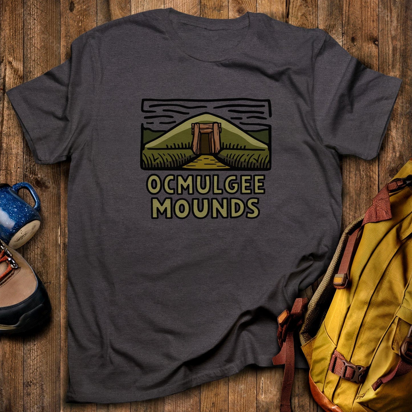 Wholesale Ocmulgee Mounds T-Shirt Dark Heather Adventure and Outdoors Themed T-Shirt