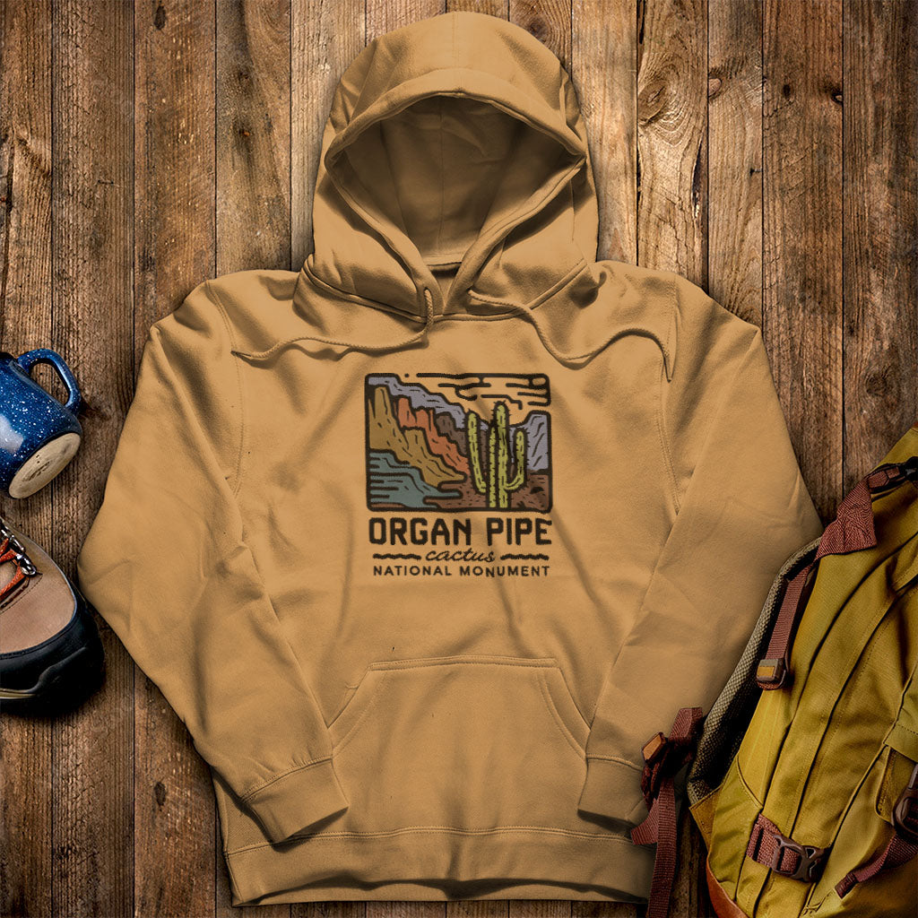 Organ Pipe Cactus National Monument Hoodie Mustard Adventure and Outdoors Themed Hoodie