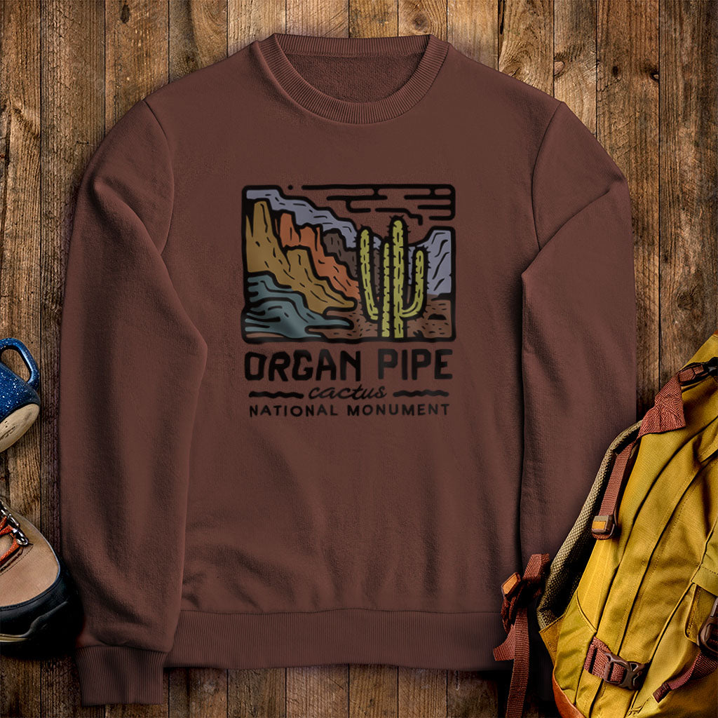 Organ Pipe Cactus National Monument Crewneck Sweatshirt Cocoa Adventure and Outdoors Themed Sweatshirt