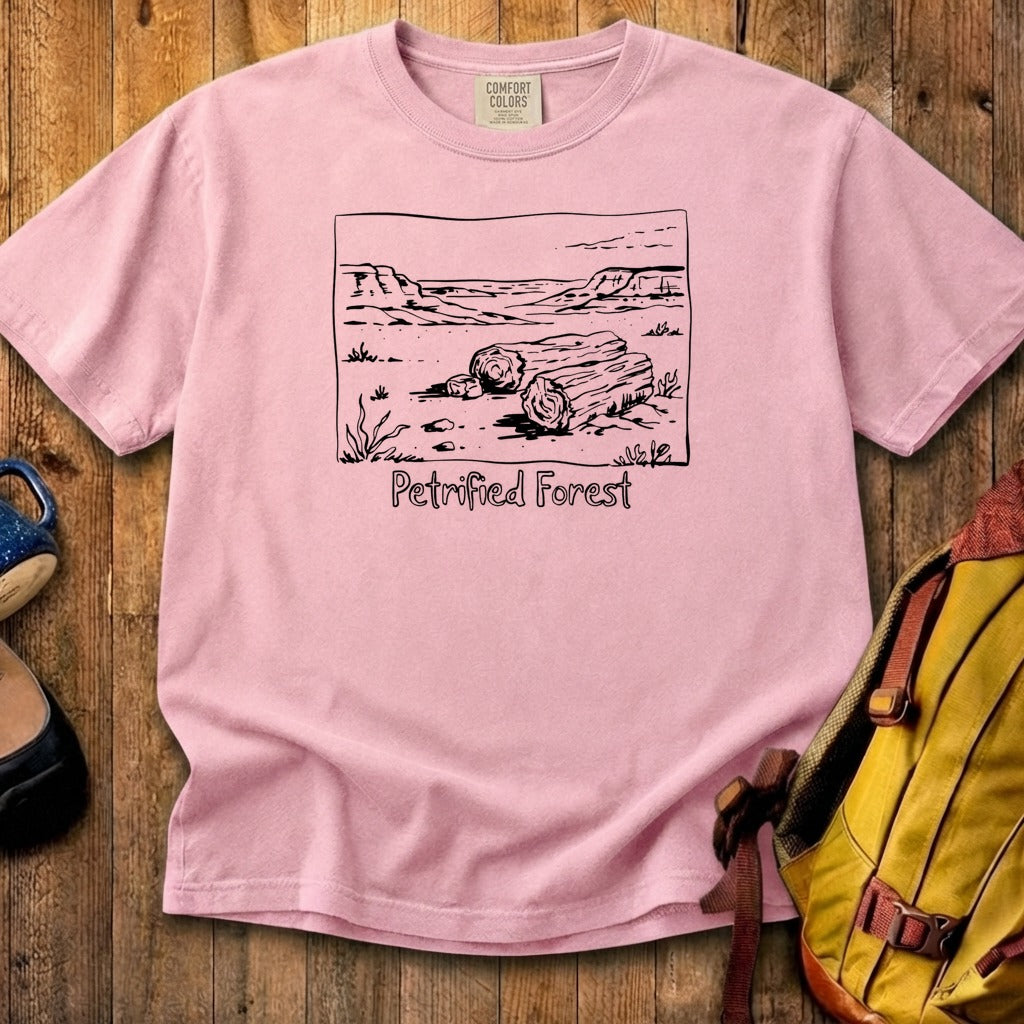 Petrified Forest Line Drawing Cotton T-Shirt