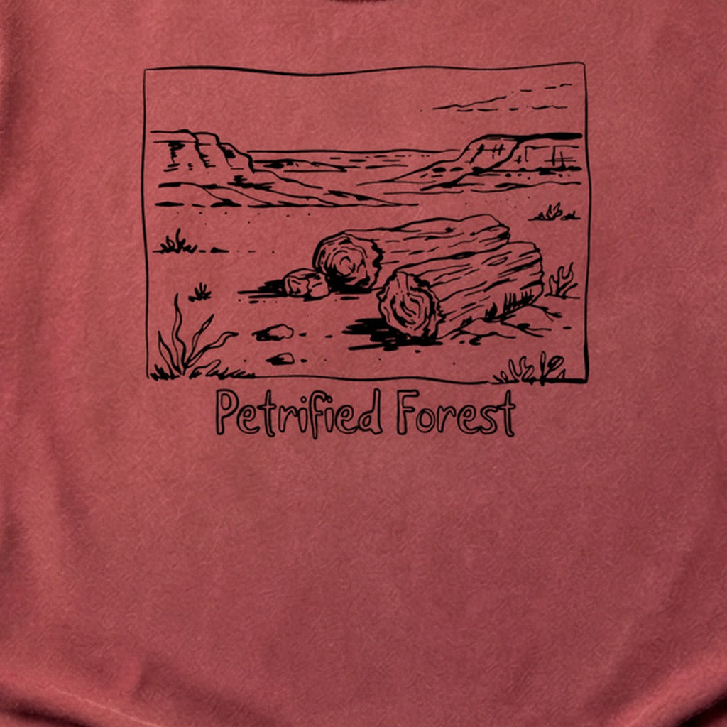 Petrified Forest Line Drawing Cotton T-Shirt