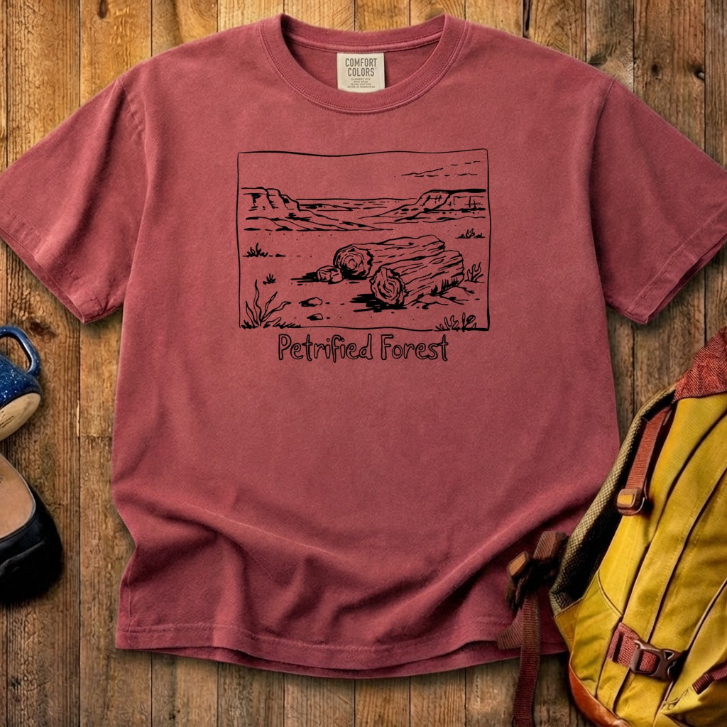 Petrified Forest Line Drawing Cotton T-Shirt