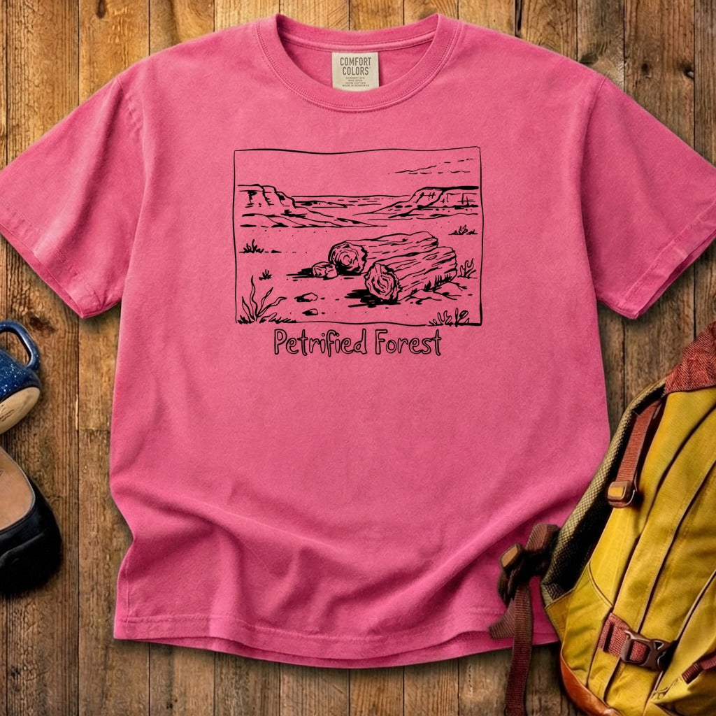 Petrified Forest Line Drawing Cotton T-Shirt