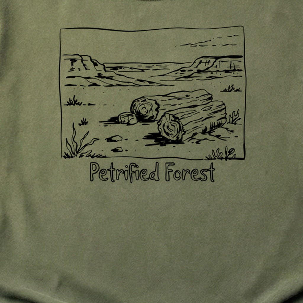 Petrified Forest Line Drawing Cotton T-Shirt