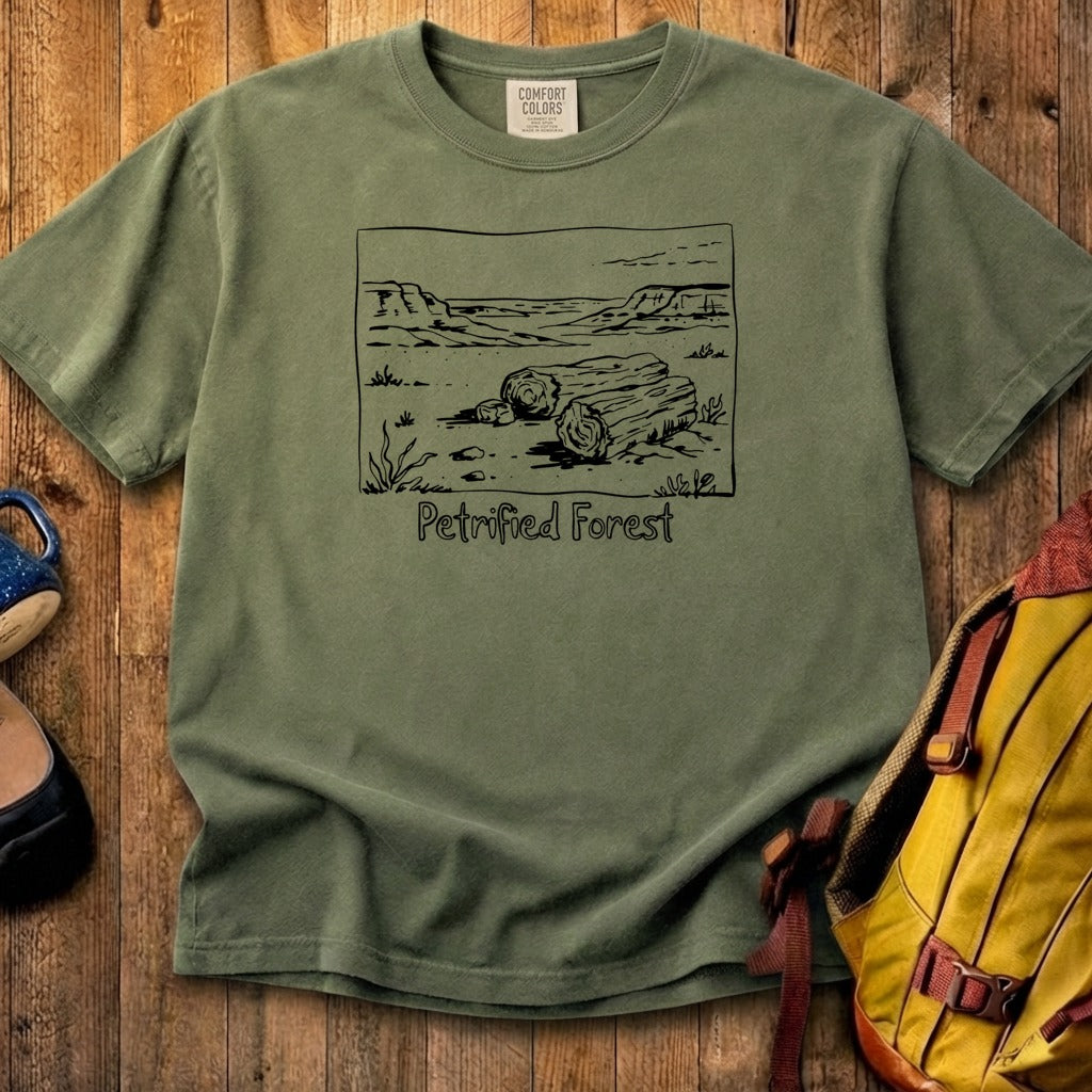 Petrified Forest Line Drawing Cotton T-Shirt