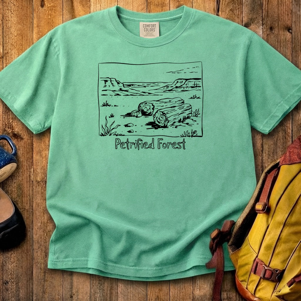 Petrified Forest Line Drawing Cotton T-Shirt