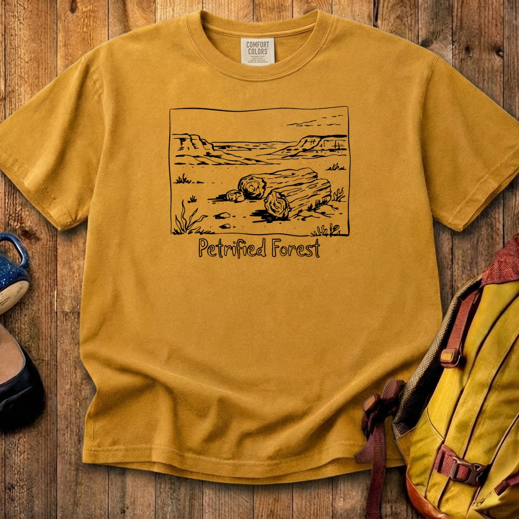 Petrified Forest Line Drawing Cotton T-Shirt