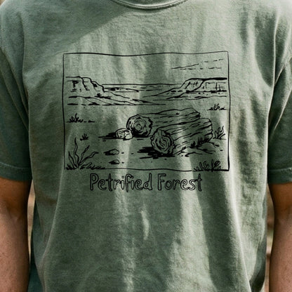 Petrified Forest Line Drawing Cotton T-Shirt