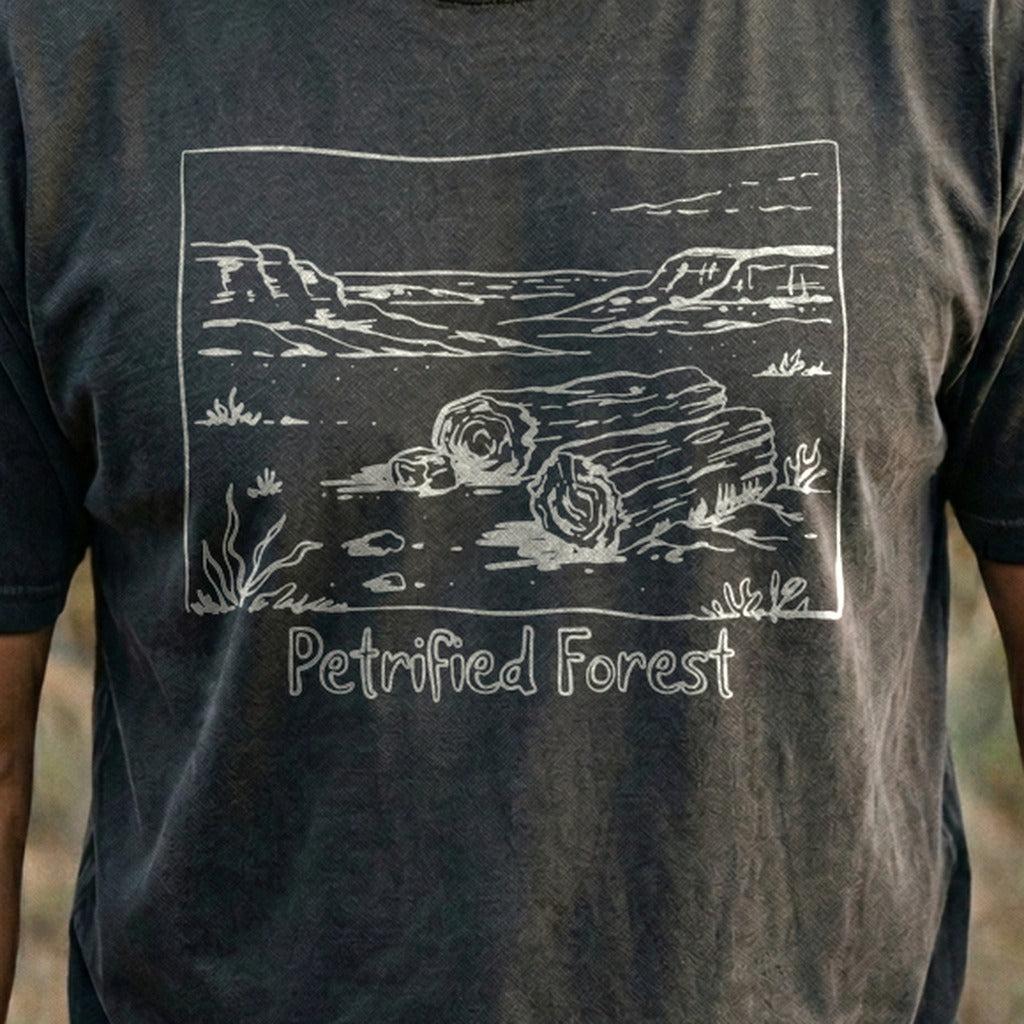 Petrified Forest Line Drawing Cotton T-Shirt
