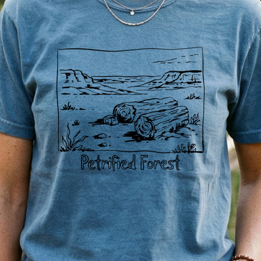 Petrified Forest Line Drawing Cotton T-Shirt