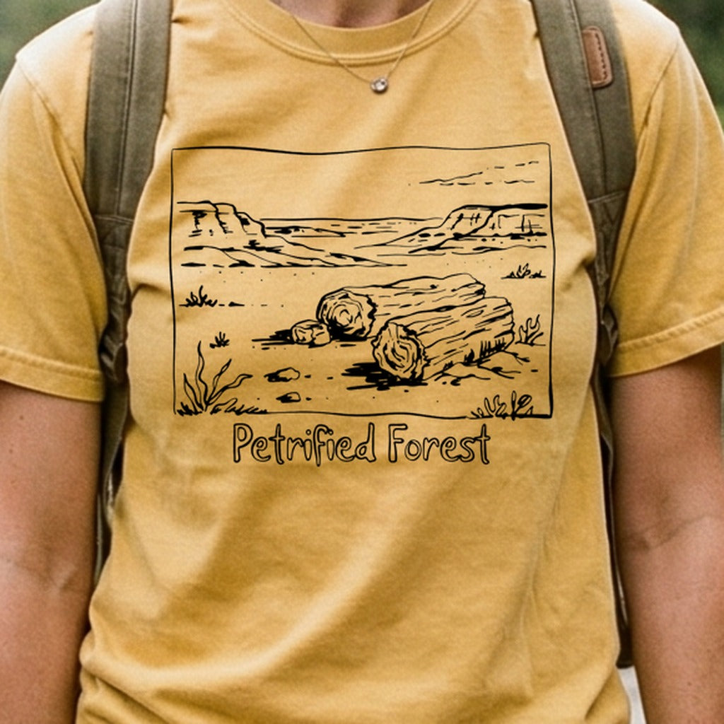 Petrified Forest Line Drawing Cotton T-Shirt
